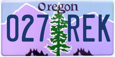 OR license plate 027REK