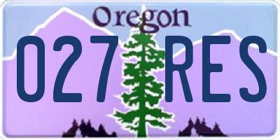 OR license plate 027RES
