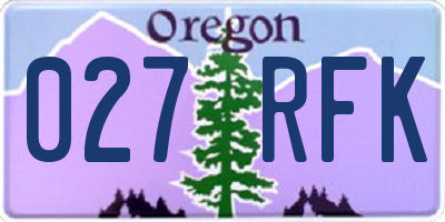 OR license plate 027RFK