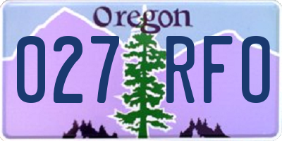 OR license plate 027RFO