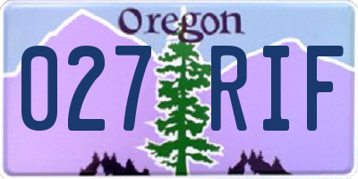 OR license plate 027RIF