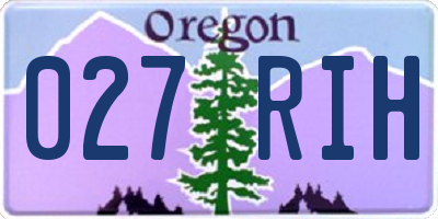 OR license plate 027RIH