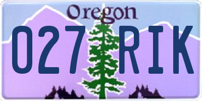 OR license plate 027RIK