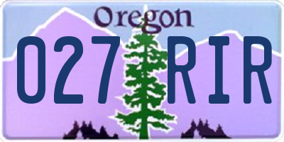 OR license plate 027RIR