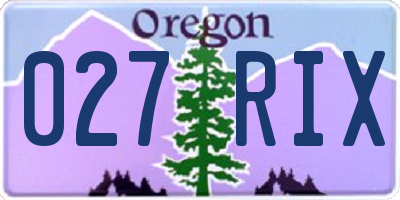 OR license plate 027RIX