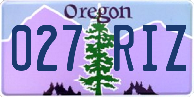OR license plate 027RIZ