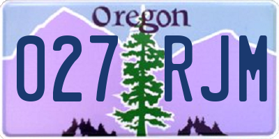 OR license plate 027RJM
