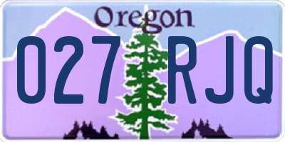 OR license plate 027RJQ