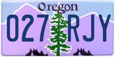 OR license plate 027RJY