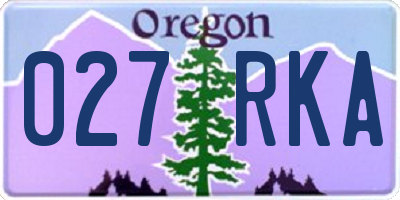 OR license plate 027RKA