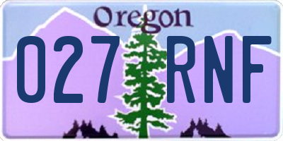 OR license plate 027RNF