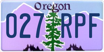 OR license plate 027RPF