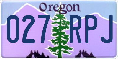 OR license plate 027RPJ