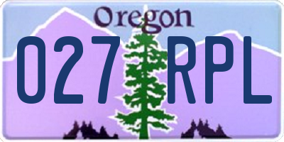 OR license plate 027RPL
