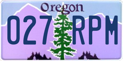 OR license plate 027RPM