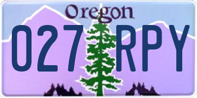 OR license plate 027RPY