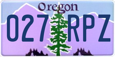 OR license plate 027RPZ
