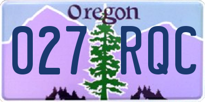 OR license plate 027RQC