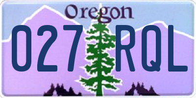 OR license plate 027RQL