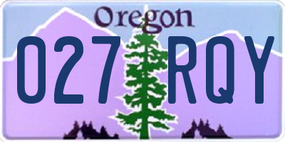 OR license plate 027RQY