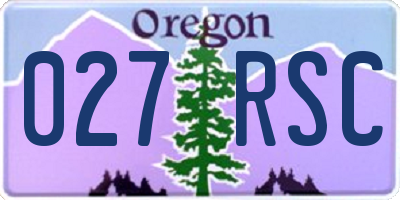 OR license plate 027RSC