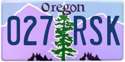 OR license plate 027RSK