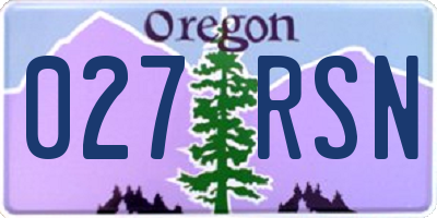 OR license plate 027RSN