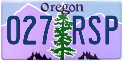 OR license plate 027RSP
