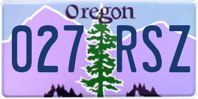 OR license plate 027RSZ