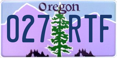 OR license plate 027RTF