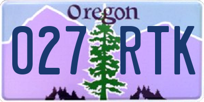 OR license plate 027RTK
