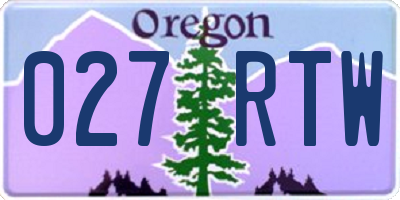 OR license plate 027RTW
