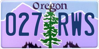 OR license plate 027RWS