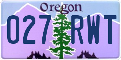 OR license plate 027RWT