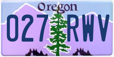 OR license plate 027RWV