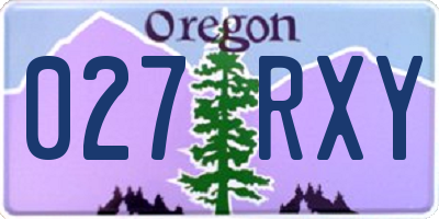 OR license plate 027RXY