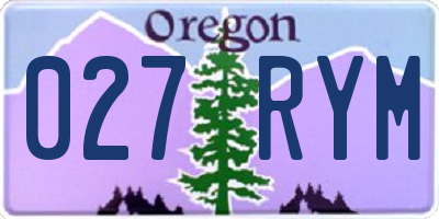 OR license plate 027RYM