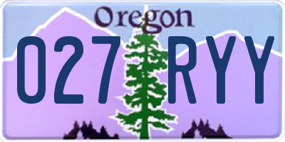 OR license plate 027RYY