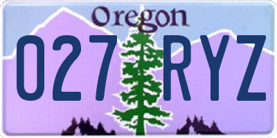 OR license plate 027RYZ