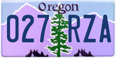 OR license plate 027RZA