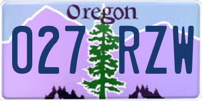 OR license plate 027RZW