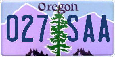 OR license plate 027SAA