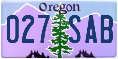 OR license plate 027SAB