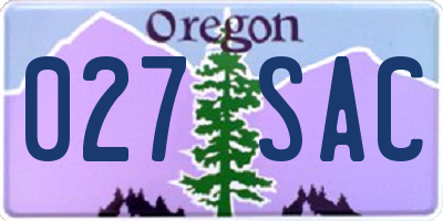 OR license plate 027SAC