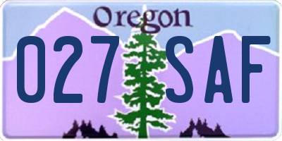 OR license plate 027SAF