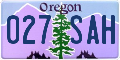 OR license plate 027SAH