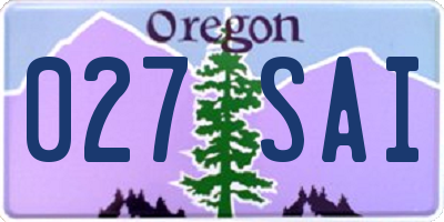 OR license plate 027SAI