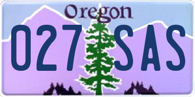 OR license plate 027SAS