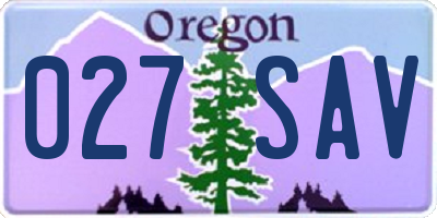 OR license plate 027SAV