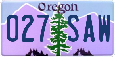 OR license plate 027SAW